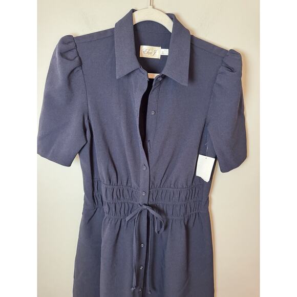 Eliza J Puff Sleeve Shirtdress Navy Blue Sz 6 NWT - Picture 6 of 16